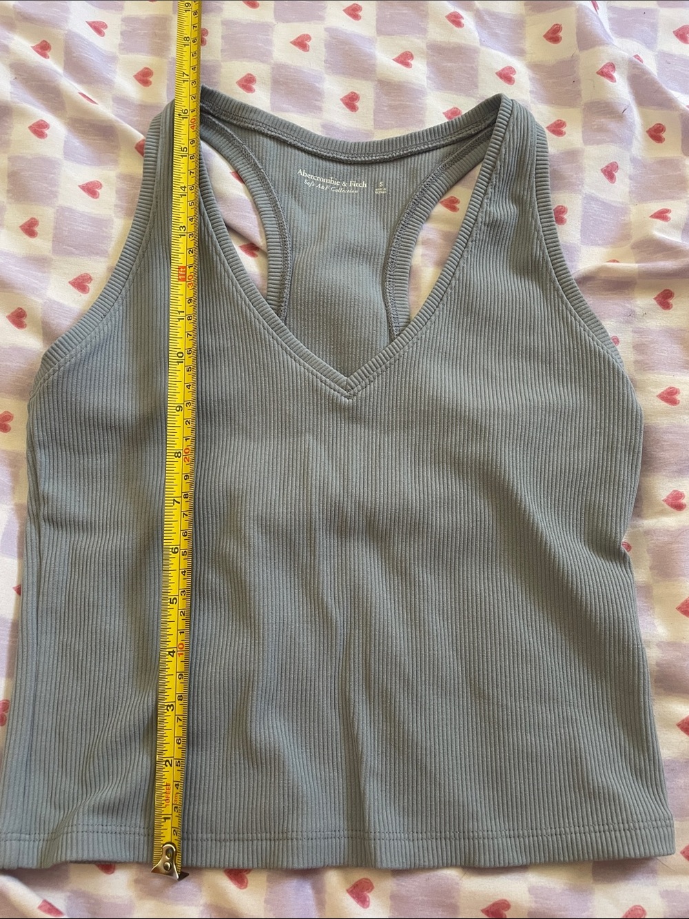 Ribbed V-Neck Racerback Tank Top - blue-Gray